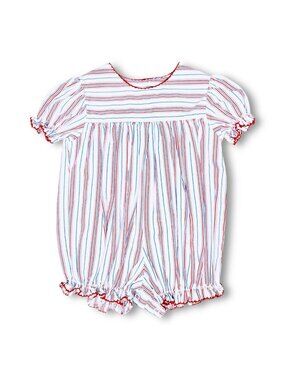 Baby Girl Red White Blue USA America Bubble Romper Outfit 3m +